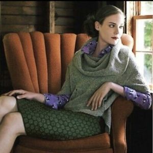 Anthropologie Green Patterned Pencil Skirt